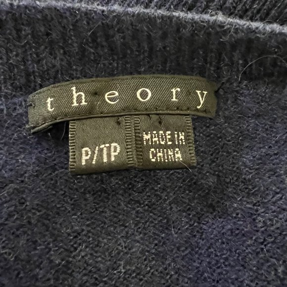 Theory Blue Cashmere V Neck Button Front Slouchy Cardigan Sweater size XS - Picture 8 of 11